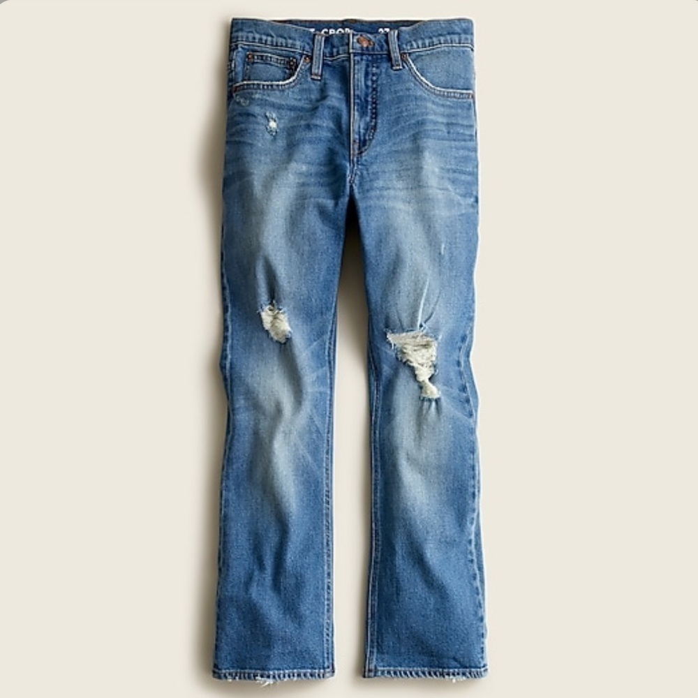 J crew 9” Demi boot crop jeans christy wash